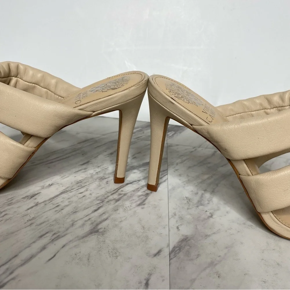 Vince Camuto Thendie Tan Leather Heeled Sandal 8 1/2